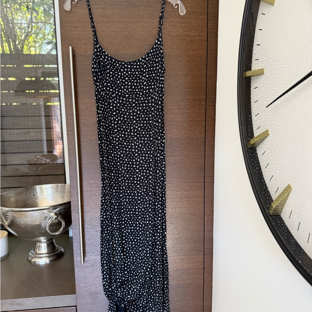 Brandy Melville dark Navy Maxi Dress with White Flower Print